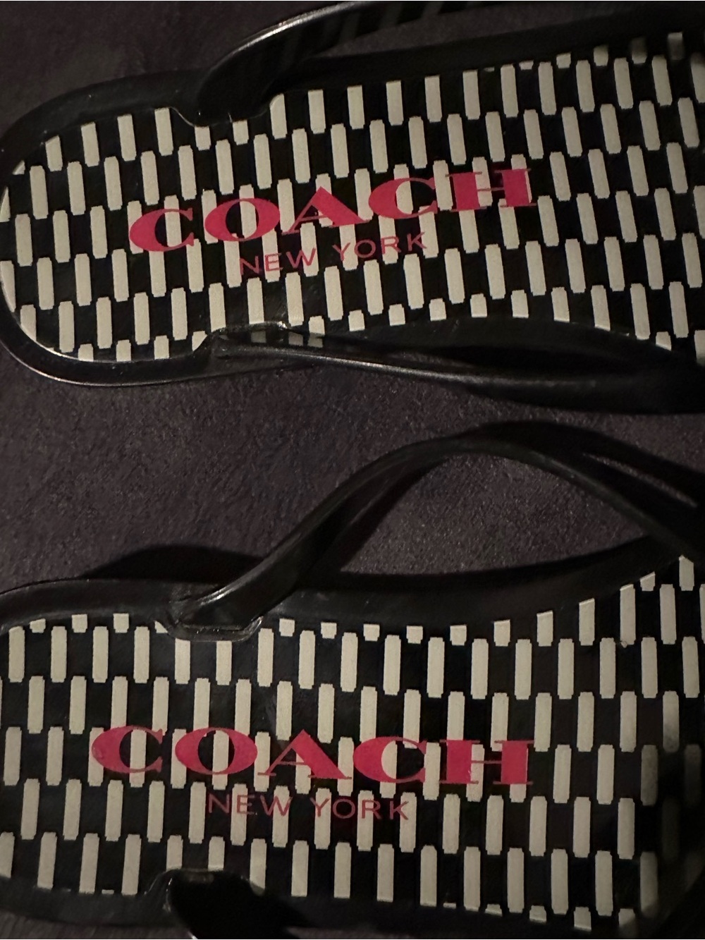 Coach Black Jelly Thong Sandals with Gold Bow Accent - Picture 6 of 7